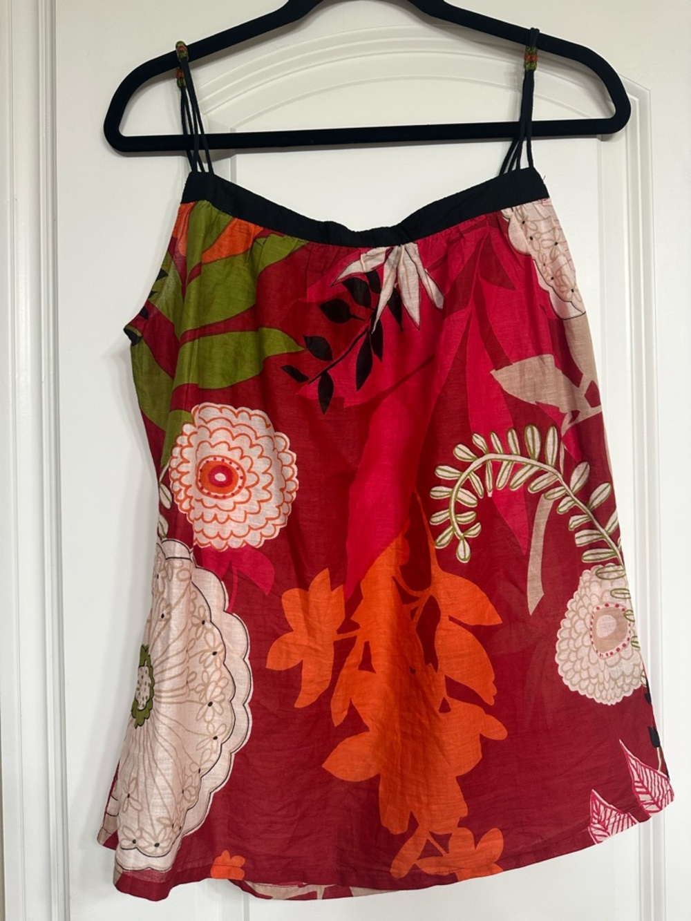 voile Colorful Floral Double Spaghetti Strap Camisole / Large